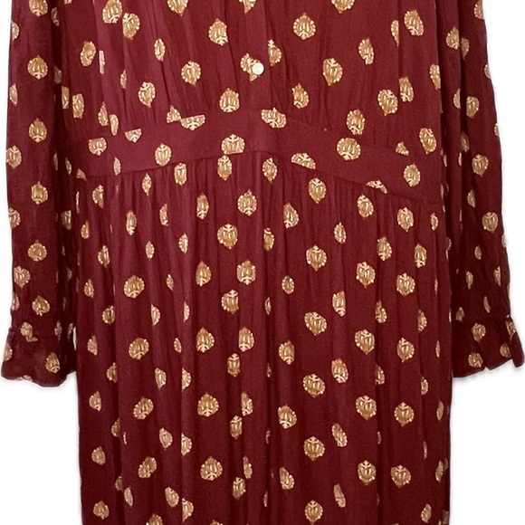 Wonderly Burgundy Patterned Long Sleeve Dress - Picture 3 of 9